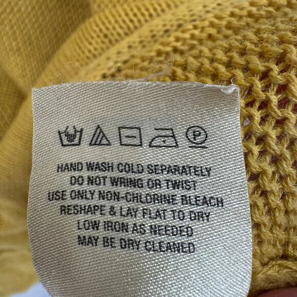 Moth Anthropologie Linen Blend Loose Knit Sweater Womens Large Yellow Boat Neck - Picture 9 of 11